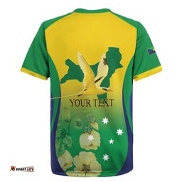 Personalised Australia Christmas Island Rugby Jersey Golden Bosun Abutilon listeri With Map LT14