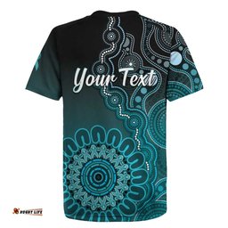 Personalised Ovarian Cancer Awareness Rugby Jersey Teal Ribbon Aboriginal Art LT05