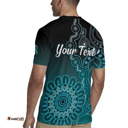 Personalised Ovarian Cancer Awareness Rugby Jersey Teal Ribbon Aboriginal Art LT05