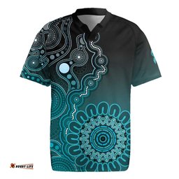 Personalised Ovarian Cancer Awareness Rugby Jersey Teal Ribbon Aboriginal Art LT05