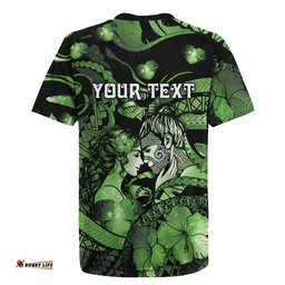 Personalised Maori Romantic Valentine Rugby Jersey The Hongi Kiss Green Galaxy DT05