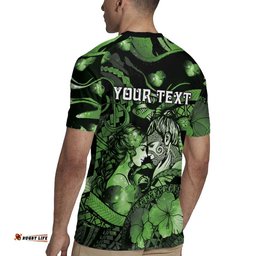 Personalised Maori Romantic Valentine Rugby Jersey The Hongi Kiss Green Galaxy DT05