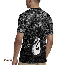 New Zealand Maori Rugby Jersey Poutama Manaia Black Paua Shell LT05