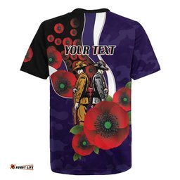 Fremantle Dockers ANZAC Personalised Rugby Jersey Lest We Forget Poppy Camo LT9