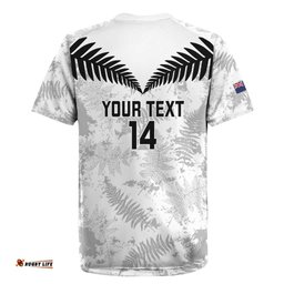 Custom New Zealand Silver Fern Football Rugby Jersey Go Aotearoa Grunge White LT14