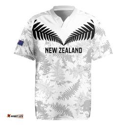 Custom New Zealand Silver Fern Football Rugby Jersey Go Aotearoa Grunge White LT14