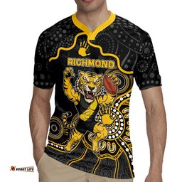 Custom Richmond Football Rugby Jersey Aboriginal Dot Art Pattern DT05