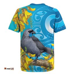 New Zealand Kokako Bird Rugby Jersey Maori Koru With Kowhai Flowers LT05
