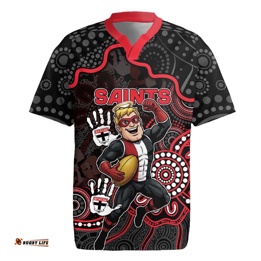 Custom Saints Football Rugby Jersey Aboriginal Dot Art Pattern DT05