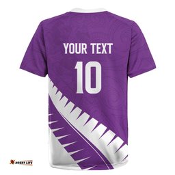 Custom New Zealand Cricket Rugby Jersey Kiwi Birds Haka Dance Purple Fern Sporty Style LT03