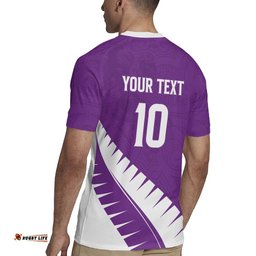 Custom New Zealand Cricket Rugby Jersey Kiwi Birds Haka Dance Purple Fern Sporty Style LT03
