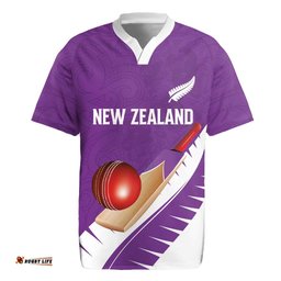 Custom New Zealand Cricket Rugby Jersey Kiwi Birds Haka Dance Purple Fern Sporty Style LT03