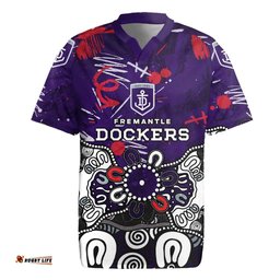 Personalized Fremantle Dockers Rugby Jersey Aboriginal Dot Painting Graffiti Style TS04