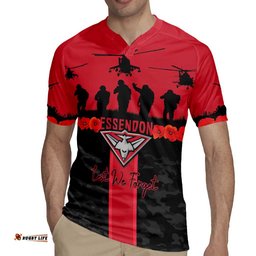 Personalised Essendon Football ANZAC Day Rugby Jersey Bombers Poppy Lest We Forget LT14