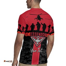 Personalised Essendon Football ANZAC Day Rugby Jersey Bombers Poppy Lest We Forget LT14