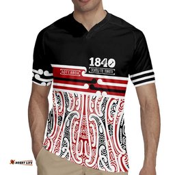 Personalised Toitu Te Tiriti Aotearoa 1840 Rugby Jersey Red Kowhaiwhai Puhoro LT9
