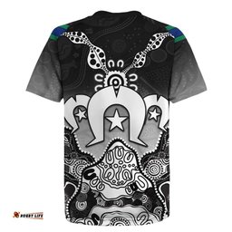 Torres Strait Islander Flag Rugby Jersey Dhari Indigenous Dotwork Pattern Art TS04