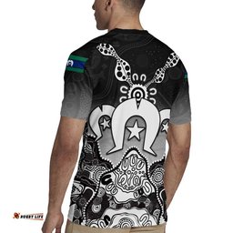 Torres Strait Islander Flag Rugby Jersey Dhari Indigenous Dotwork Pattern Art TS04