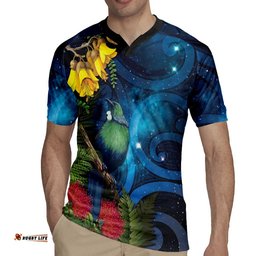 Tui Bird New Zealand Starry Sky Rugby Jersey Maori Koru LT7