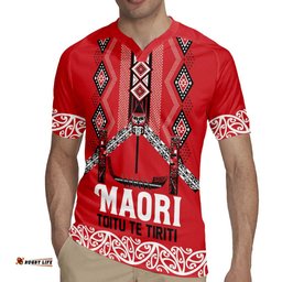 Toitu Te Tiriti Waitangi Rugby Jersey Red Wharenui House LT9