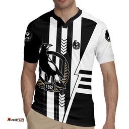 Personalized Collingwood Magpies Rugby Jersey Modern Geometric Sports Graphic Style TS04