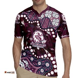 Personalized Manly Warringah Sea Eagles Rugby Jersey Aboriginal Pattern with Graffiti Style Design TS04