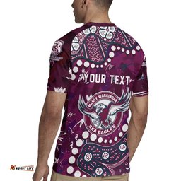 Personalized Manly Warringah Sea Eagles Rugby Jersey Aboriginal Pattern with Graffiti Style Design TS04