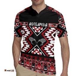 Personalised Taniko Motifs Aotearoa Rugby Jersey Waitangi Kowhaiwhai Kiwi LT7