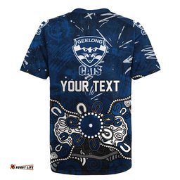 Personalized Geelong Cats Rugby Jersey Aboriginal Dot Painting Graffiti Style TS04