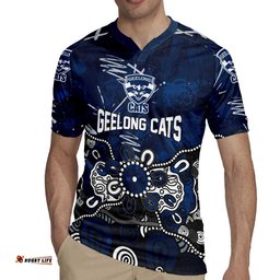 Personalized Geelong Cats Rugby Jersey Aboriginal Dot Painting Graffiti Style TS04