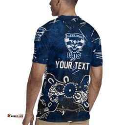 Personalized Geelong Cats Rugby Jersey Aboriginal Dot Painting Graffiti Style TS04