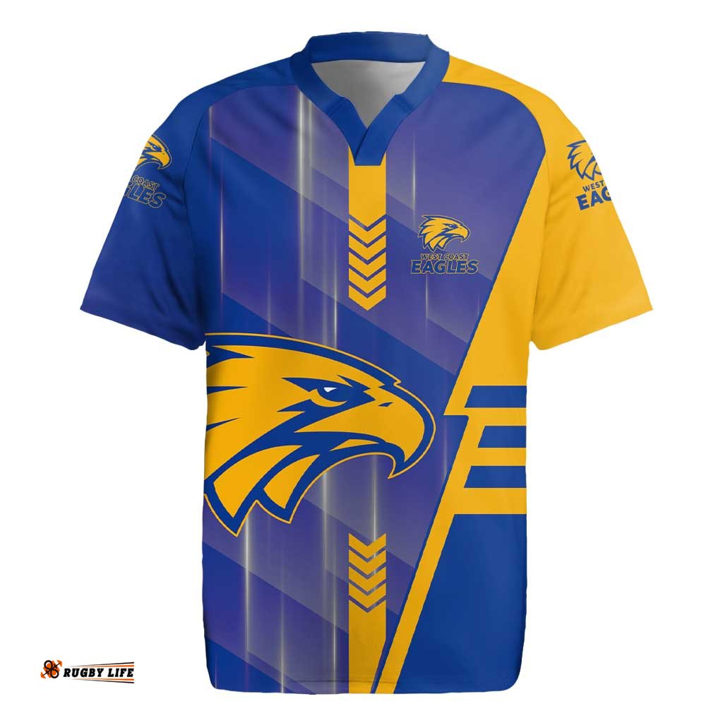 Personalized West Coast Eagles Rugby Jersey Modern Geometric Sports Graphic Style TS04