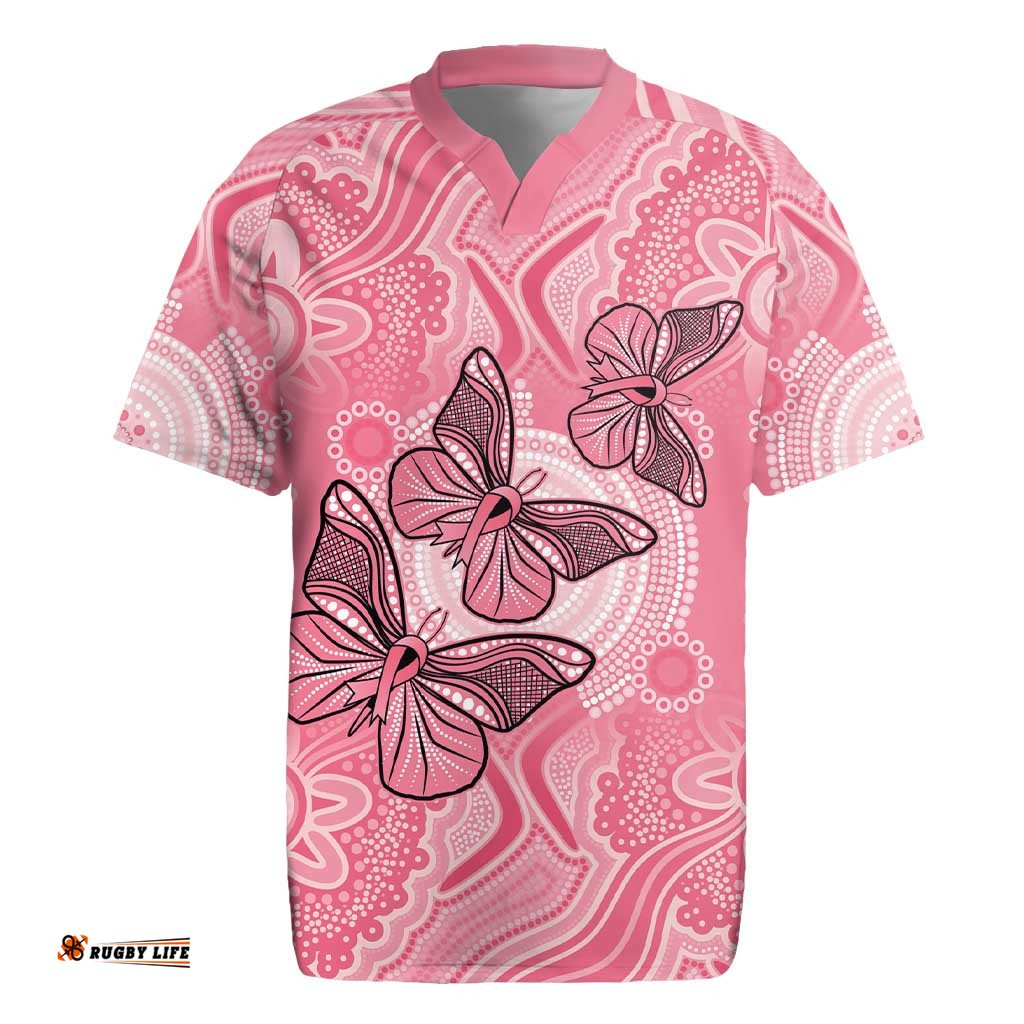 Personalized Pink Butterfly Spirit Rugby Jersey Australias Breast Cancer Awareness LT9