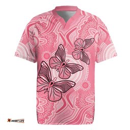 Personalized Pink Butterfly Spirit Rugby Jersey Australias Breast Cancer Awareness LT9