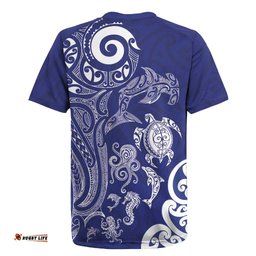 New Zealand Sea Animals with Maori Tribal Tattoo Rugby Jersey Blue Color LT03