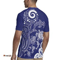 New Zealand Sea Animals with Maori Tribal Tattoo Rugby Jersey Blue Color LT03