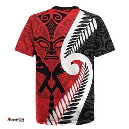 Silver Fern Koru Swirls with Maori Ta Moko Rugby Jersey LT9
