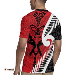 Silver Fern Koru Swirls with Maori Ta Moko Rugby Jersey LT9