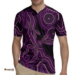 Purple Indigenous Dragonfly Australia Rugby Jersey Aboriginal Art LT14
