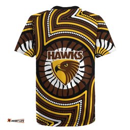 Hawthorn Hawks Rugby Jersey Indigenous Monochrome Dot Art Mascot Style TS04