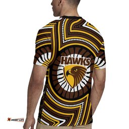 Hawthorn Hawks Rugby Jersey Indigenous Monochrome Dot Art Mascot Style TS04