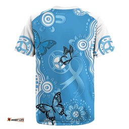 World Diabetes Day Australia Rugby Jersey Blue Ribbon Butterfly Aboriginal Art LT14