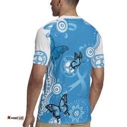 World Diabetes Day Australia Rugby Jersey Blue Ribbon Butterfly Aboriginal Art LT14