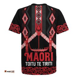 Toitu Te Tiriti Waitangi Rugby Jersey Black Wharenui House LT9