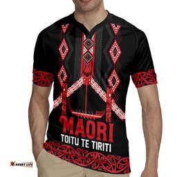 Toitu Te Tiriti Waitangi Rugby Jersey Black Wharenui House LT9