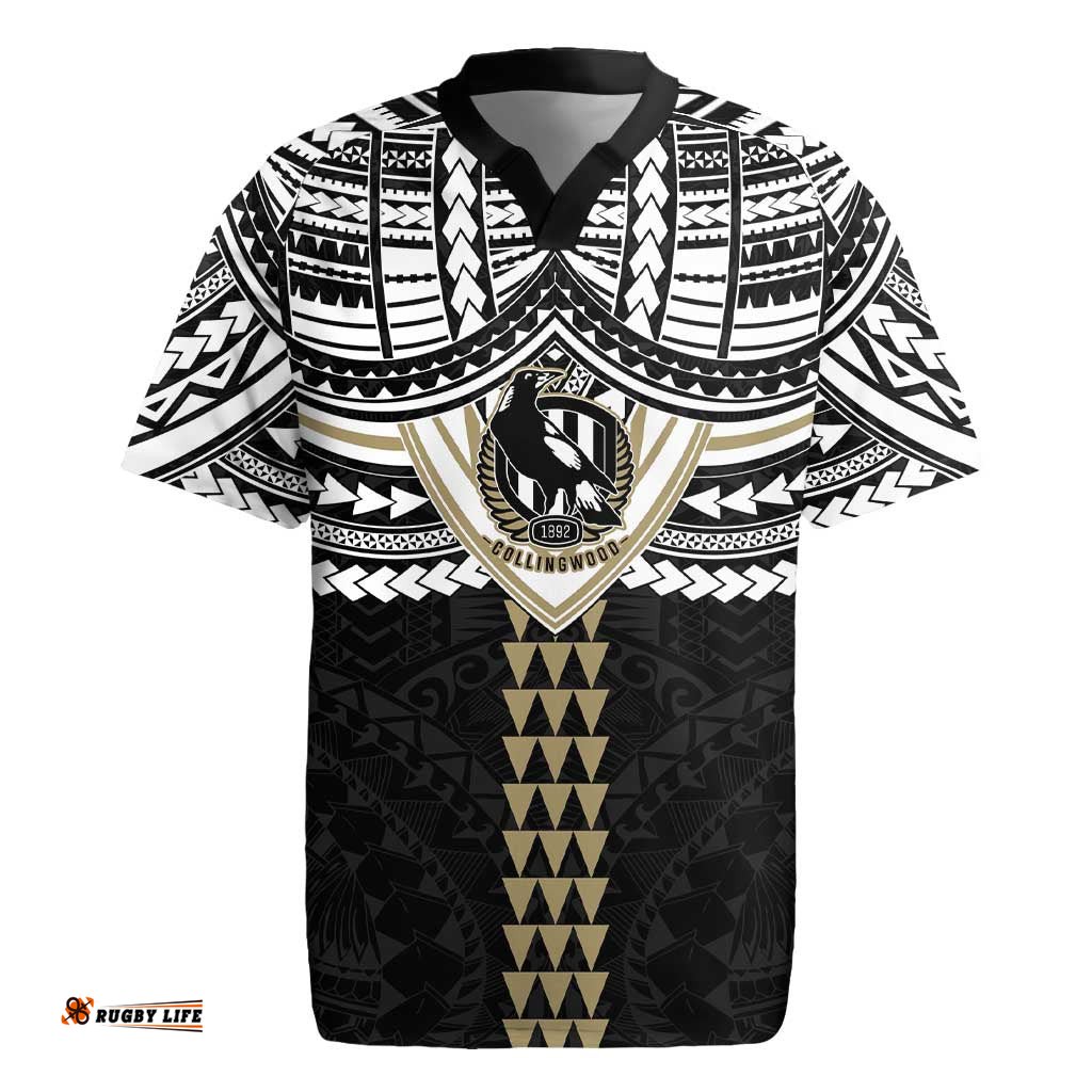 Personalized Collingwood Magpies Rugby Jersey Polynesian Tribal Pattern Heritage Football TS04