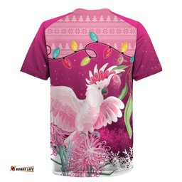 Pink Cockatoo Australia Christmas Rugby Jersey Grevillea Eucalyptus Blossoms LT14