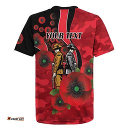 St Saints ANZAC Personalised Rugby Jersey Lest We Forget Poppy Camo LT9