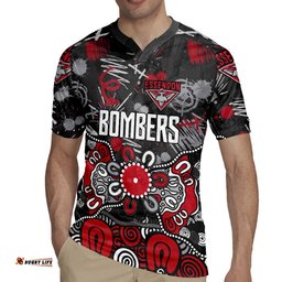 Personalized Essendon Bombers Rugby Jersey Aboriginal Dot Painting Graffiti Style TS04