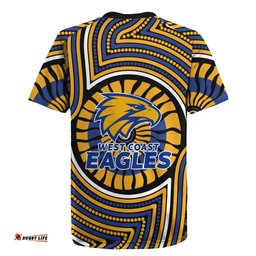 West Coast Eagles Rugby Jersey Indigenous Monochrome Dot Art Mascot Style TS04